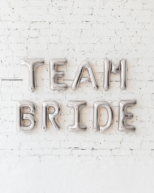 16in Silver TEAM BRIDE Foil Balloon Set