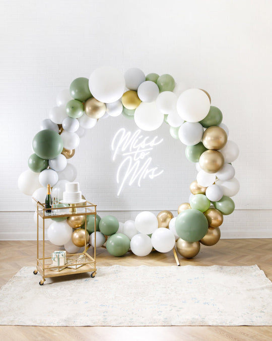 Customizable - Circle Frame Install Piece with Miss to Mrs Neon Sign