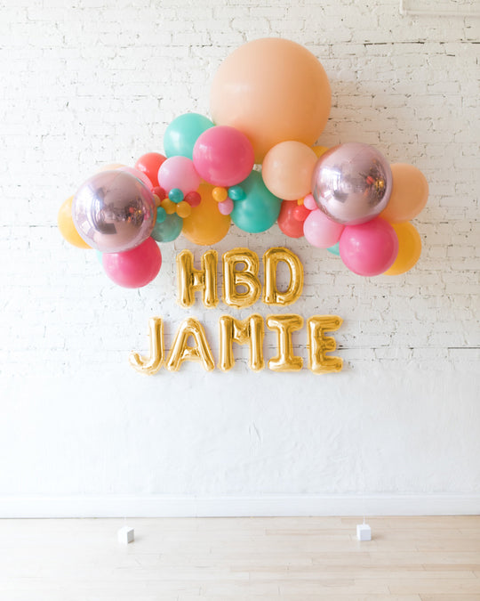 Colorful Bloom - Floating Balloon Arch & Foil Letters Set