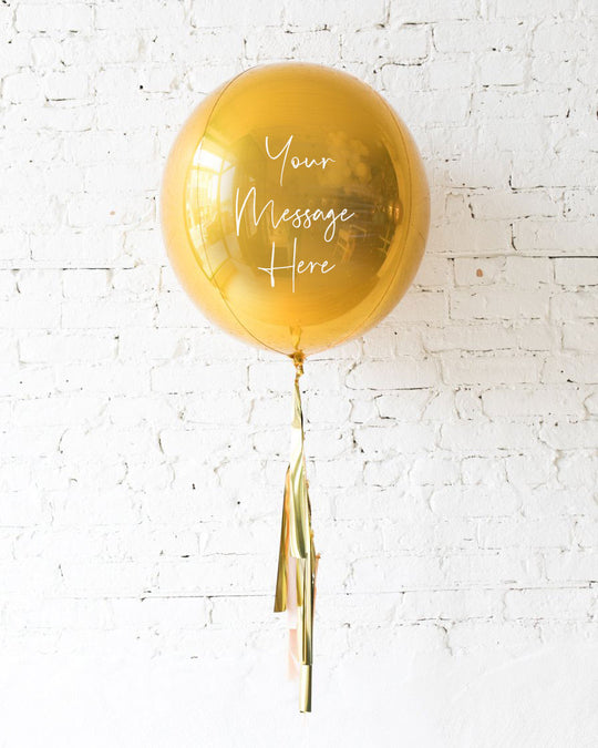 GIFT-21in Gold Orb Foil Balloon and Blush & Gold Half-Tassel