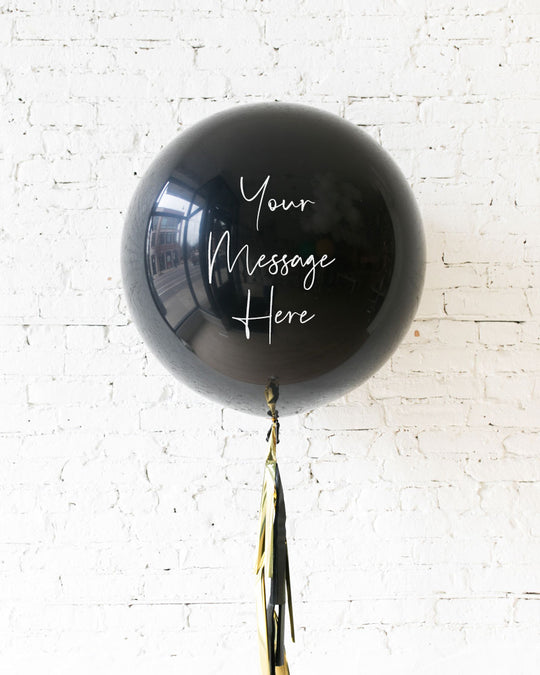 GIFT-Black Giant Balloon and Black & Gold Tassel