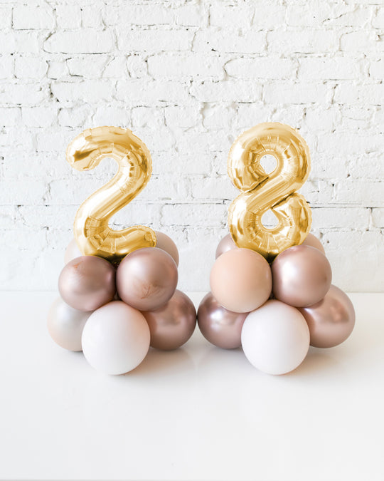 Glam Tan - Tabletop Foil Numbers on Balloon Base - 1.5ft