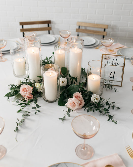 Timeless Haussmann - Loose Greenery & Pillar Candles Centerpiece Set
