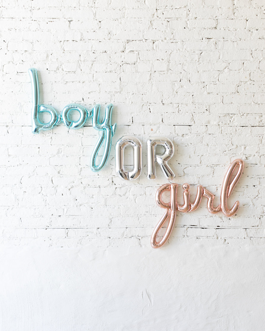 Boy or Girl Script Foil Balloons