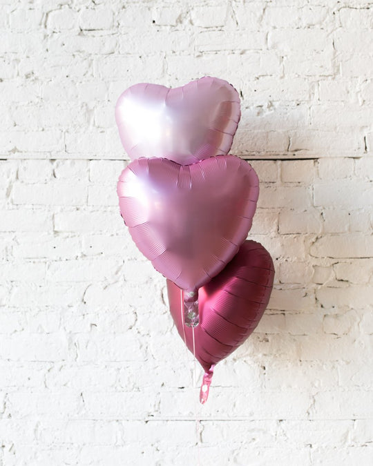 Valentine's Day - Foil Heart Balloons - bouquet of 3