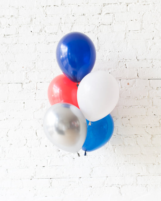 Red, White and Blue Palette 11in Balloons - bouquet of 5