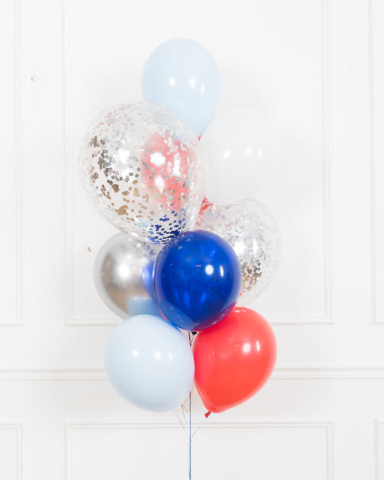 Baseball - Confetti and 11in Balloons - bouquet of 10