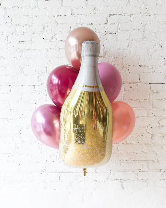 Berry Blush - Champagne Foil and 11in Balloons - bouquet of 7