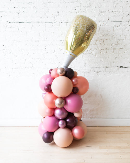 Berry Blush - Champagne Bottle Balloon Column - 4ft