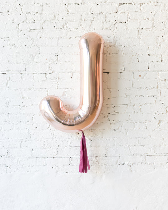 34in Rose Gold Individual Foil Letter with Burgundy Skirt