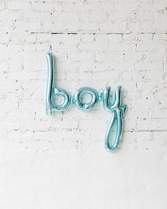 42in Pastel Blue BOY Script Foil Balloon