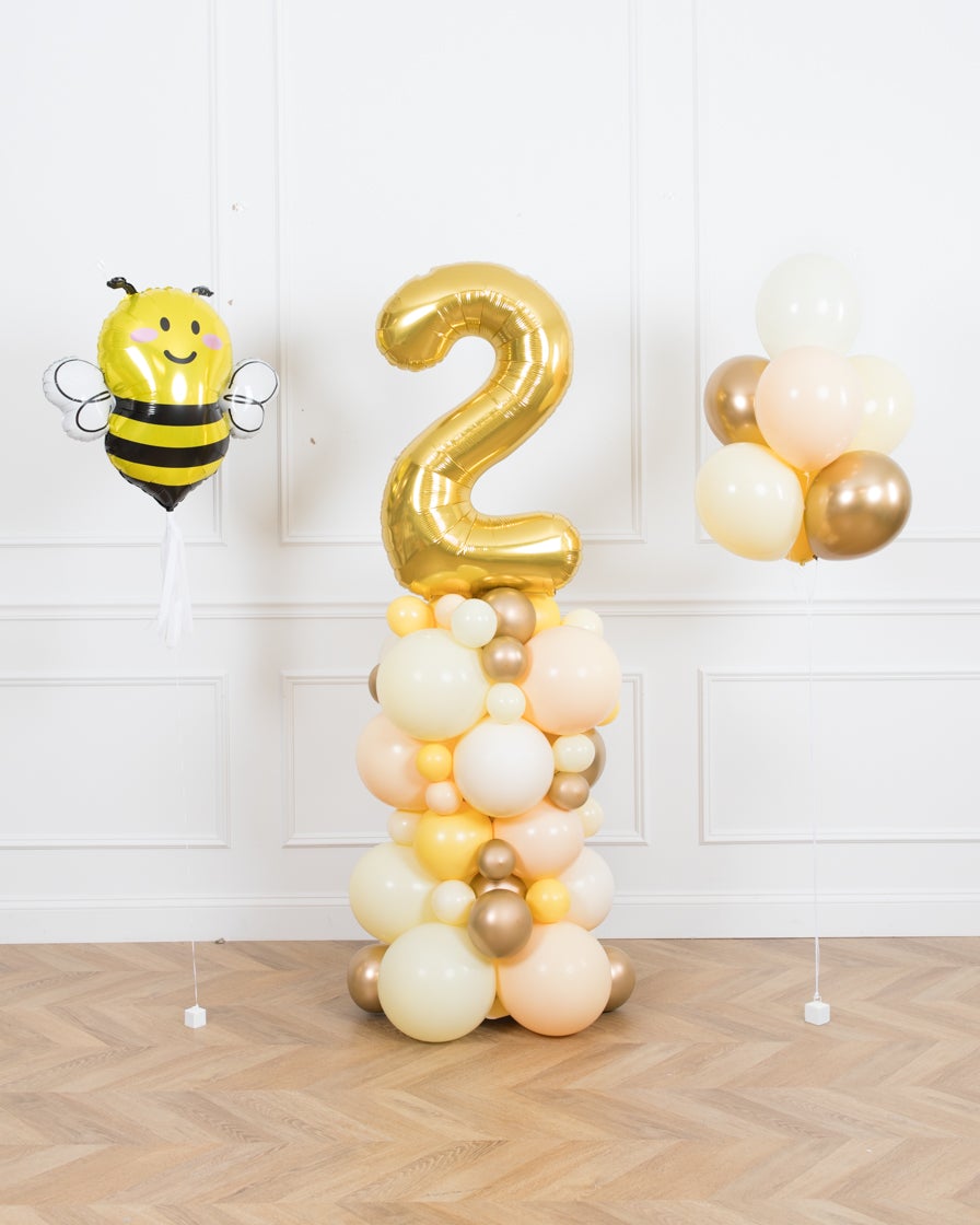 paris312-chicago-bee-theme-balloon-number-yellow-gold-column-bouquet-party-trio-decor-set