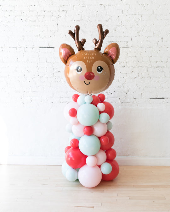 Holiday Theme - Reindeer Balloon Column - 4ft