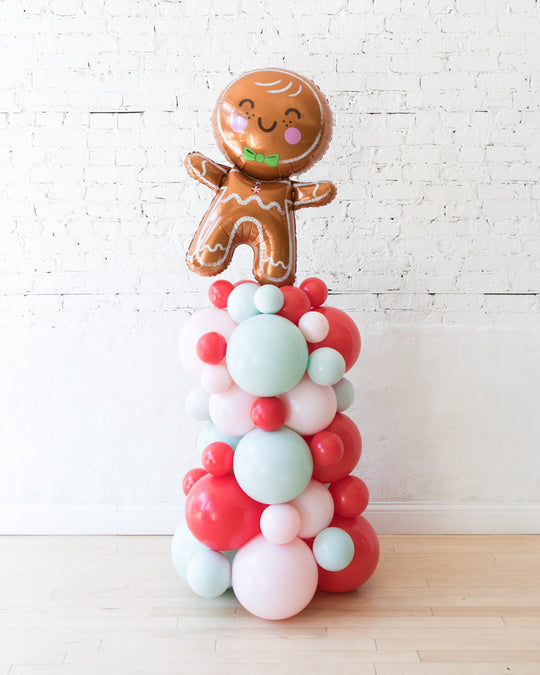 Holiday Theme - Gingerbread Buddy Foil Balloon Column - 4ft