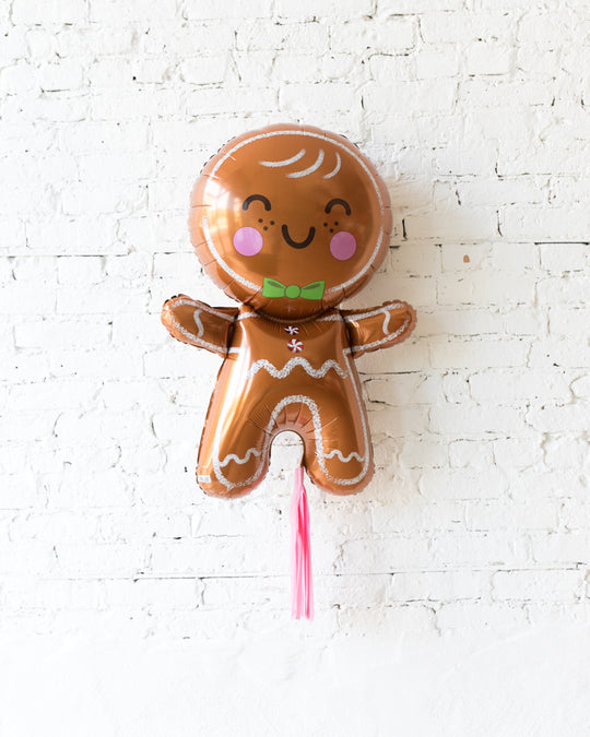 31in Gingerbread Foil Balloon with Pink Skirt