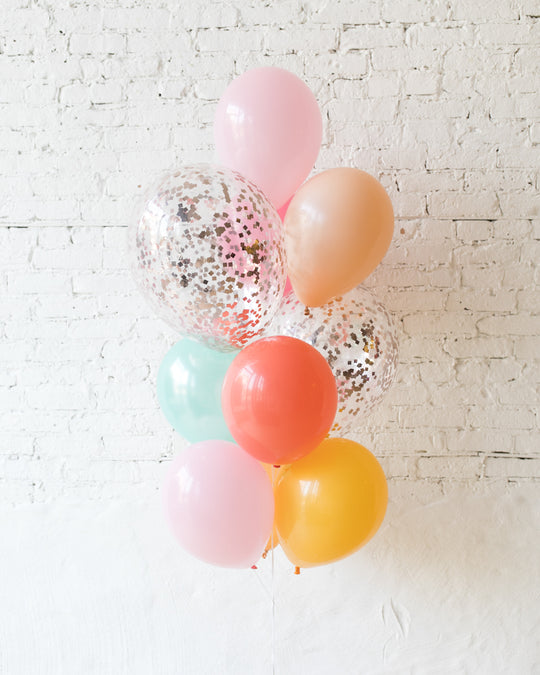 Colorful Bloom - Confetti and 11in Balloons - bouquet of 10
