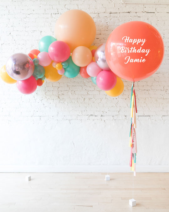 Colorful Bloom - Floating Balloon Arch & Personalized Giant Balloon Set