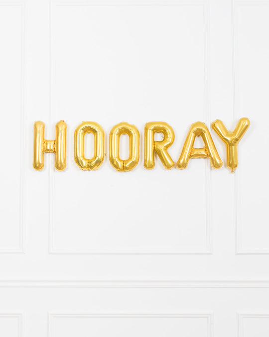 16in Gold Hooray Foil Balloon Set