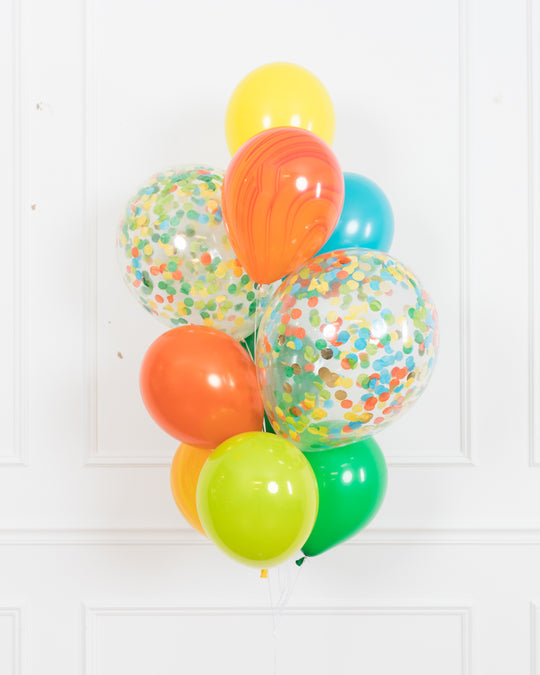 Dinosaur Party - Confetti and 11in Balloons - bouquet of 10