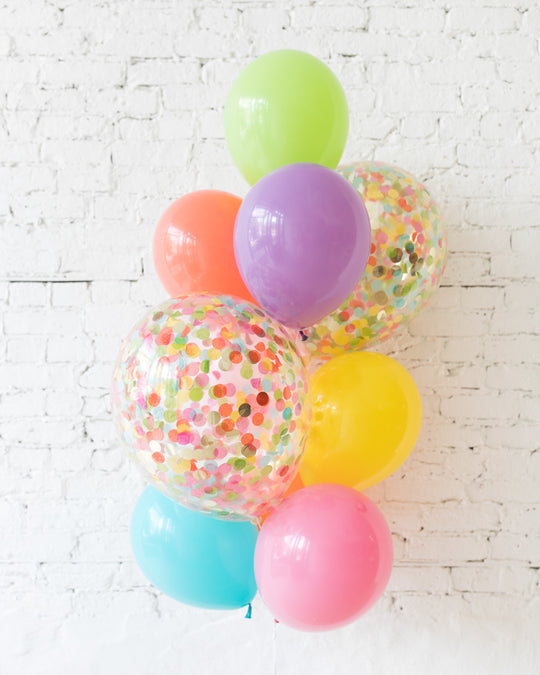 Fiesta Theme - Confetti and 11in Balloons - bouquet of 10