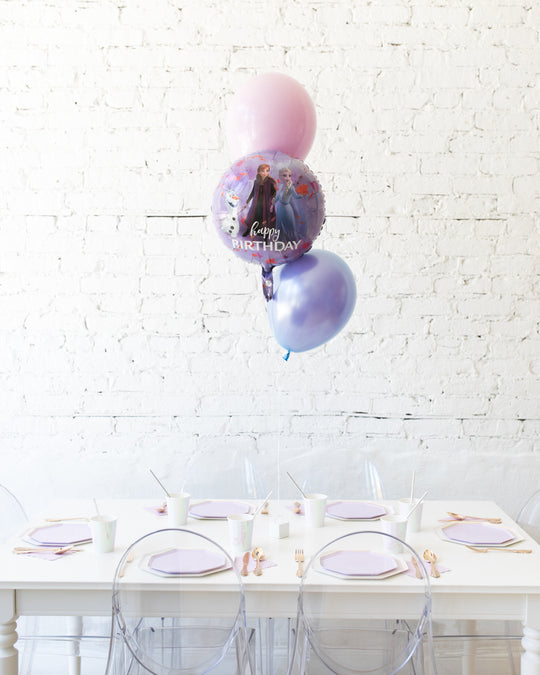 Frozen Theme - Happy Birthday and 11in Balloons Centerpiece - bouquet of 3