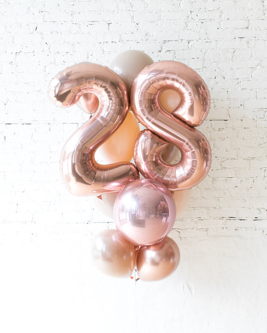 Glam Tan - Foil Number and Latex Balloons - 13 balloons