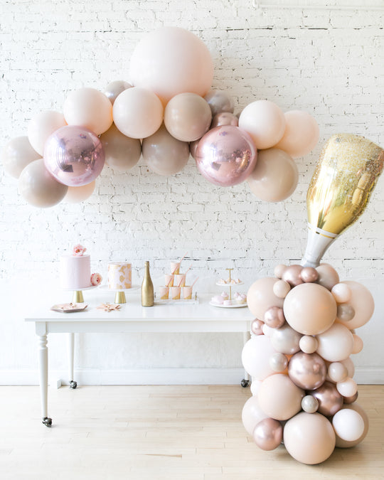 Glam Tan - Floating Balloon Arch & Champagne Column Set