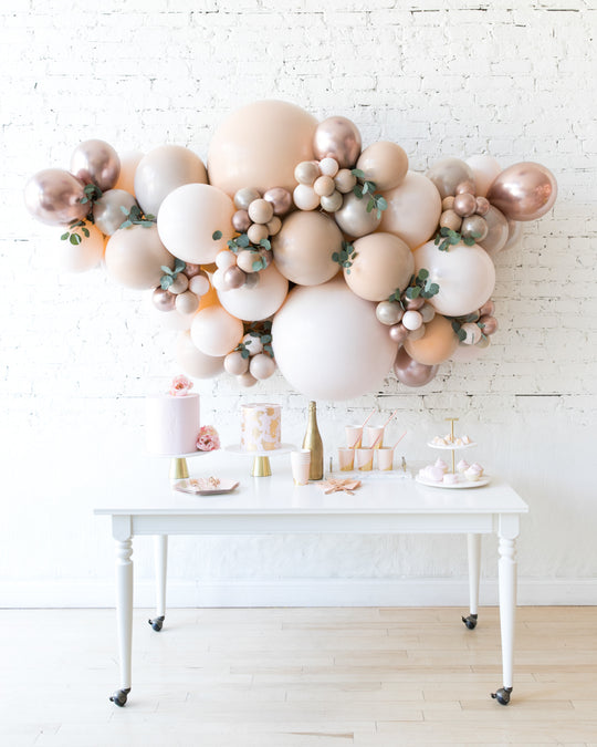 Glam Tan - Backdrop Balloon Garland Install Piece with Greenery/Pampas Grass
