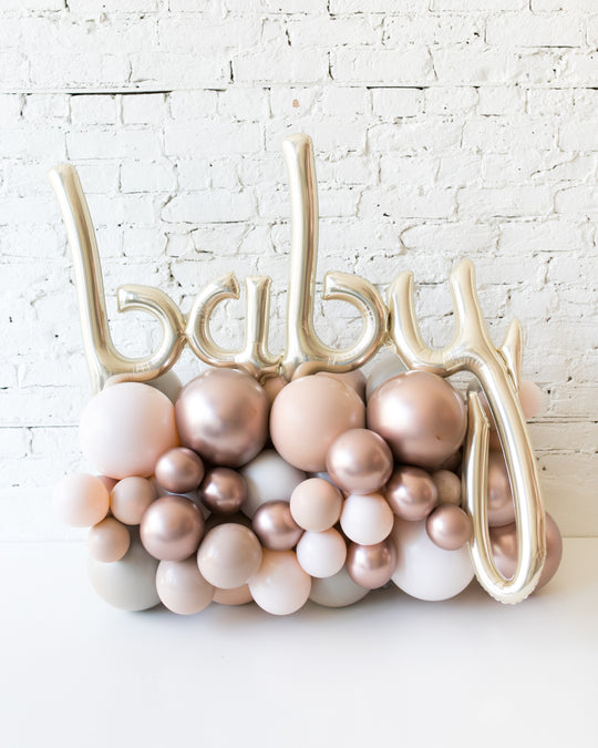 Glam Tan - BABY Tabletop Foil Numbers on Balloon Base - 1.5ft