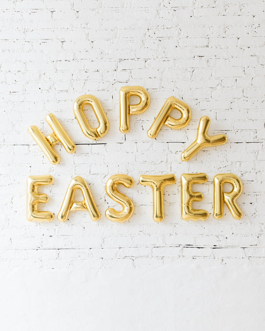 16in Gold HOPPY EASTER Foil Letters Set