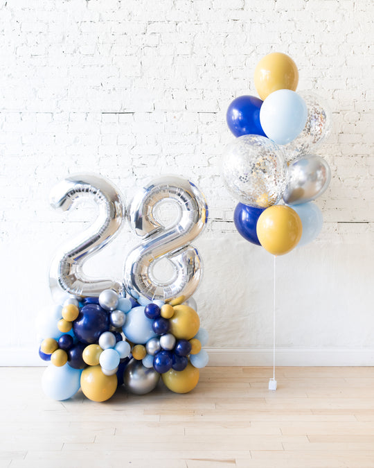 Mid Century Hues - Confetti Bouquet & Number Pedestals Set