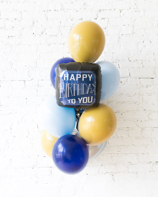 Mid Century Hues - Happy Birthday Foil and 11in Balloons - bouquet of 10
