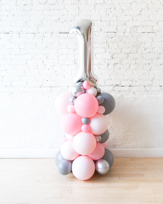 Pink Chic - Customizable Number Balloon Column - 4ft