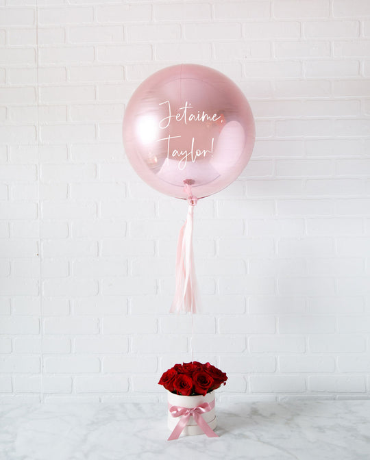 GIFT-Rose Gold Orb and Red Rose Bloom Box