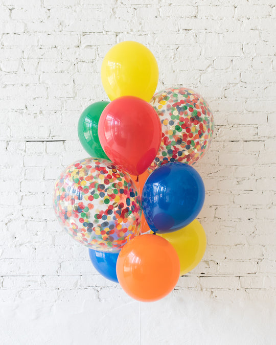 Sesame Street Theme - Confetti and 11in Balloons - bouquet of 10