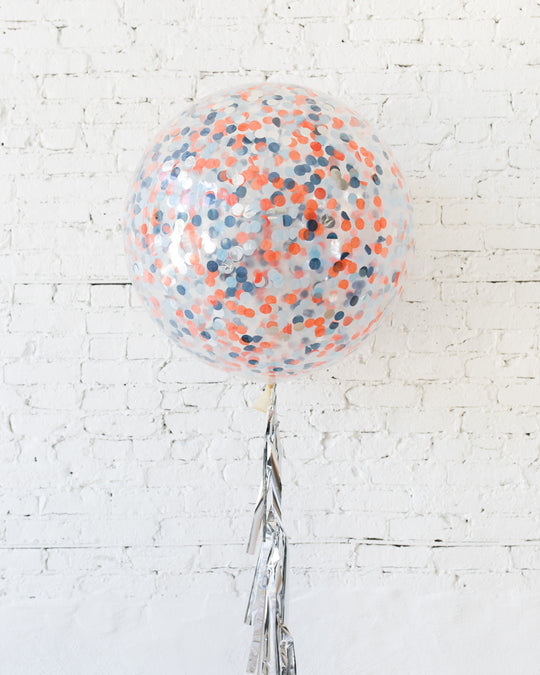 Space Theme Confetti Giant Balloon and Silver Tassel