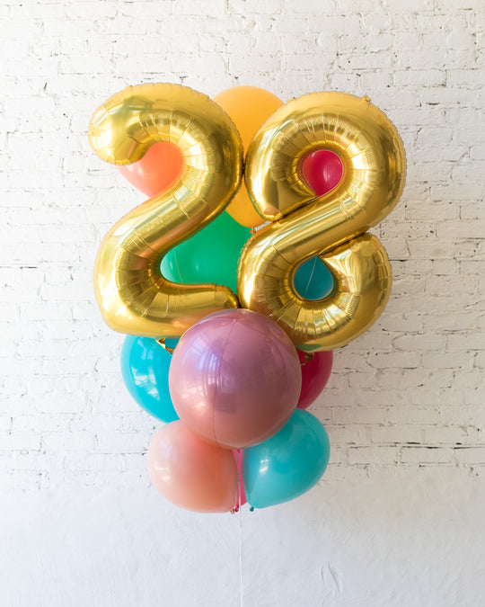 Tropical Time - Foil Number and latex Balloons - 13 balloons
