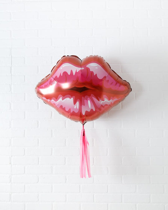 Life In Plastic - 30in Red Lips Foil Balloon with Bubblegum Pink Skirt