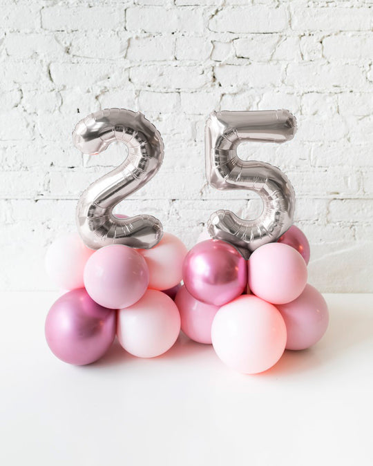 Modern Mauve - Tabletop Foil Numbers on Balloon Base - 1.5ft