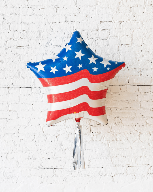 36in USA Star Foil Balloon and Silver Skirt