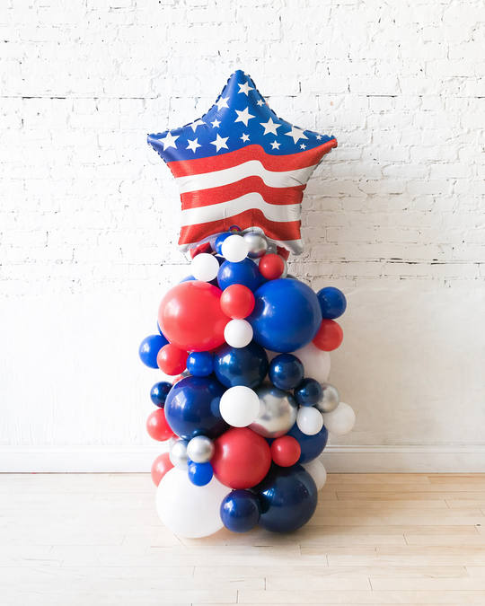 Red, White and Blue Palette Star Balloon Column - 4ft