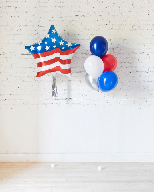 Red, White and Blue Palette 11in Balloon Bouquet and USA Star Set