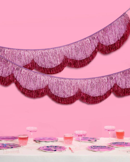 xo, Fetti - Pink Scalloped Fringe Banner