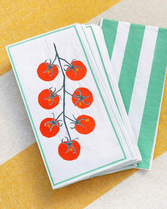 Talking Tables USA - Home, Birthday, Games & Seasonal Decor - Tomato Long Lunch Paper Napkins - 8 Pack Display | Summer Dinner Napkins |