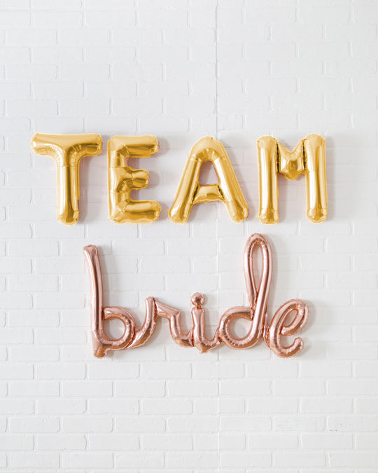 Gold TEAM BRIDE Foil Balloon Set