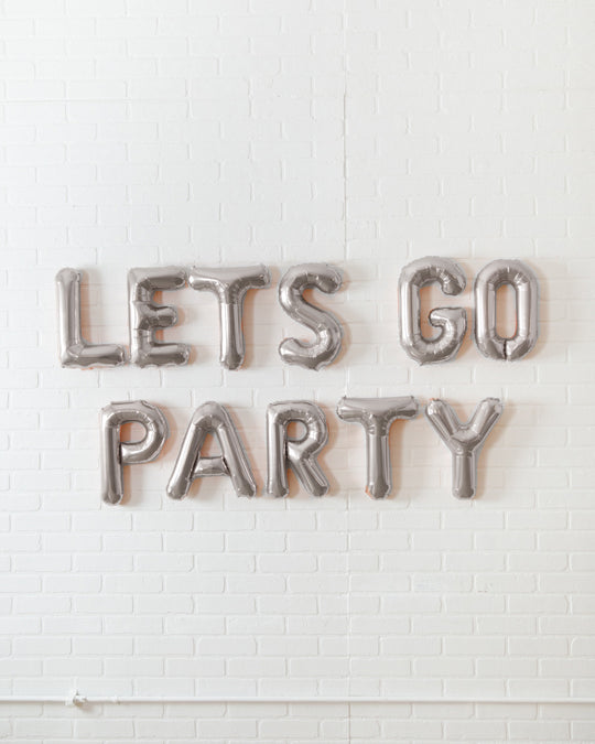 Life in Plastic - 16in Silver LETS GO PARTY Foil Balloon Set