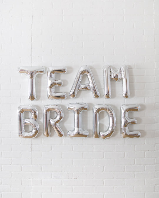 Disco Darling - Silver TEAM BRIDE Foil Balloon Set
