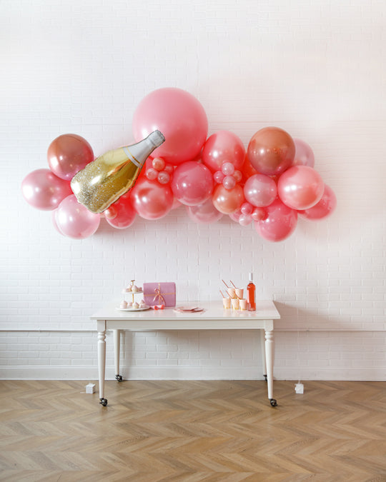 Rosé Bubbles - Floating Balloon Arch with Foils - 5ft