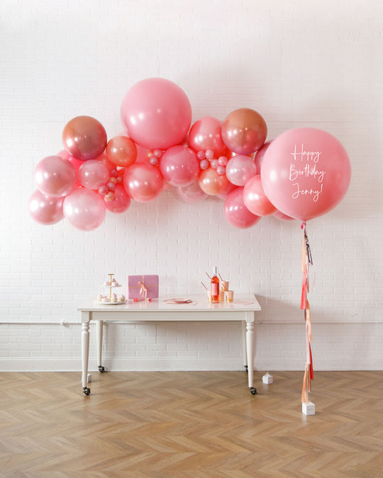 Rosé Bubbles - Floating Balloon Arch & Personalized Giant Balloon Set