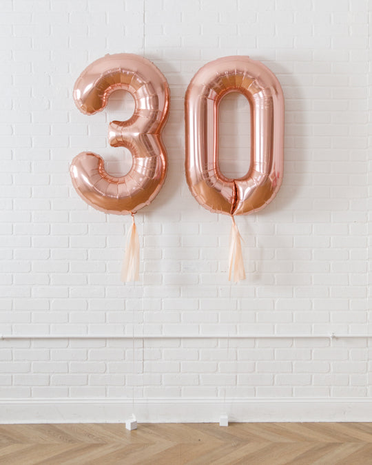 Rosé Bubbles - 34in Rose Gold Foil Numbers with Blush Skirts